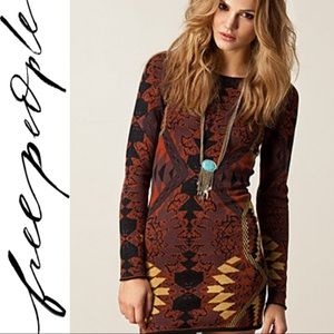 Free people tribal sweater bodycon mini dress